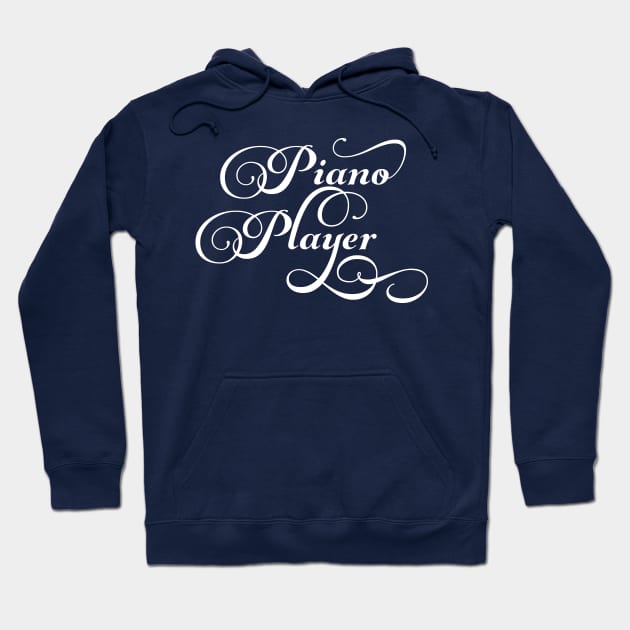 Piano Player White Script Hoodie by Barthol Graphics